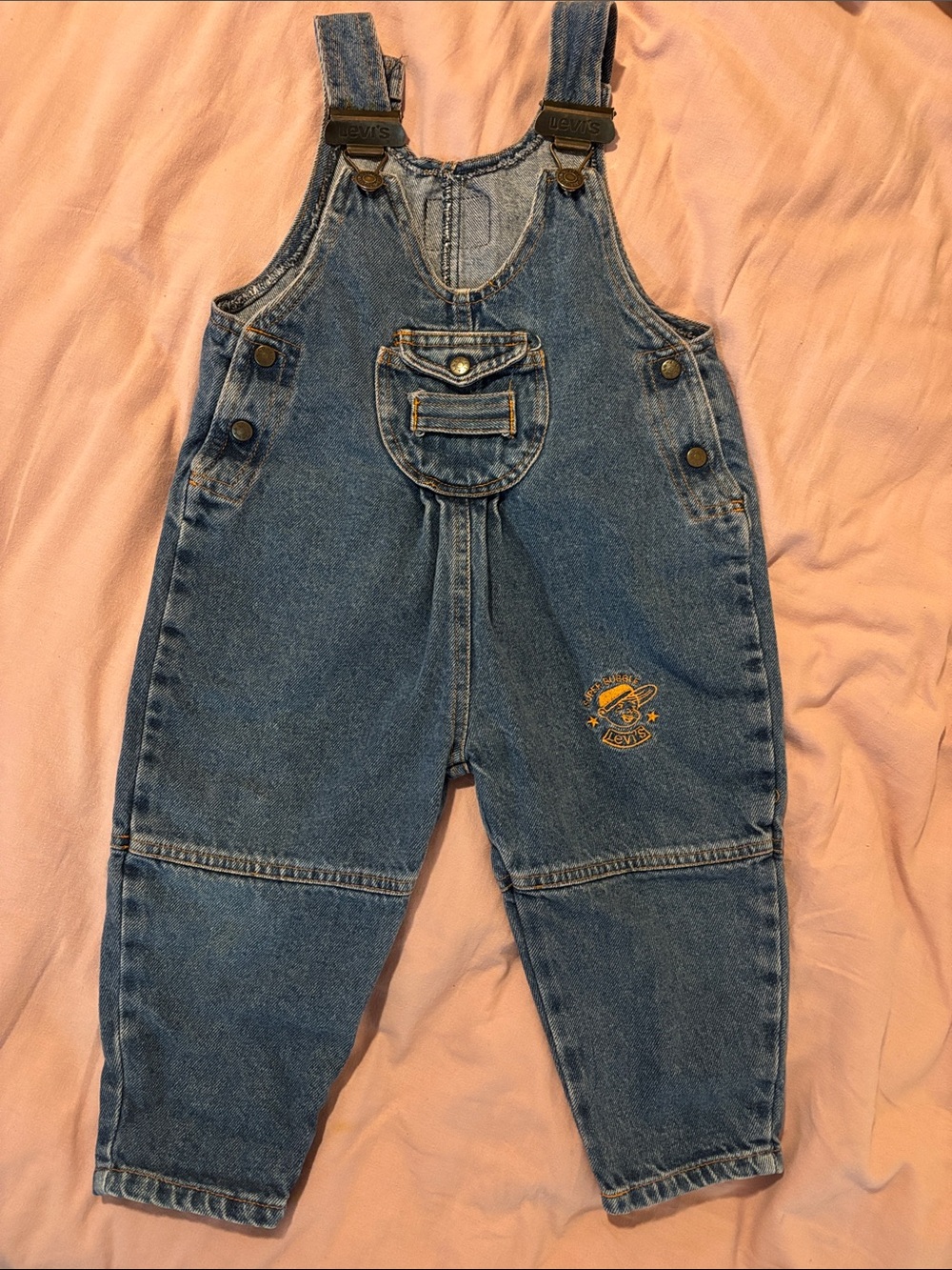 Levi's Vintage Denim Overalls with Yellow Embroidered Patch